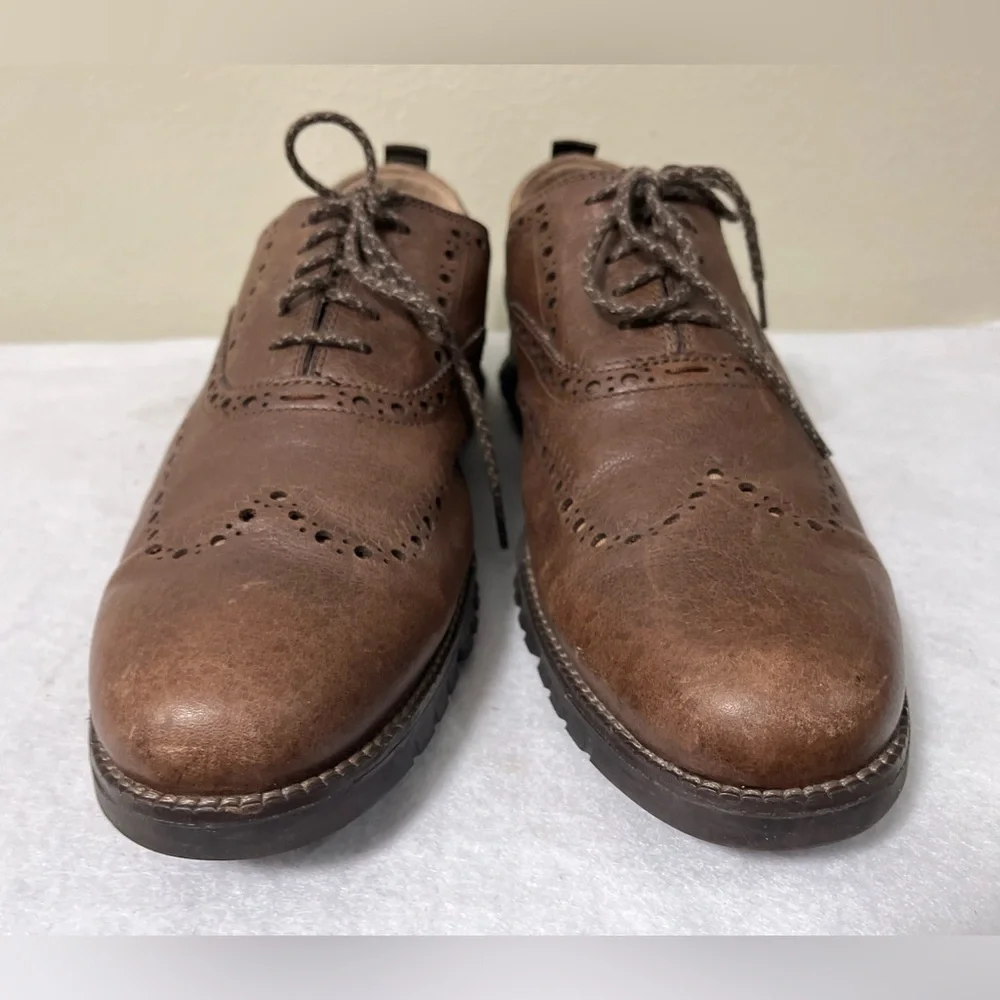Cole Hann ZEROGRAND REMASTERED WINGTIP OXFORDS MEN's SHOES Brown Leather Sz 10.5